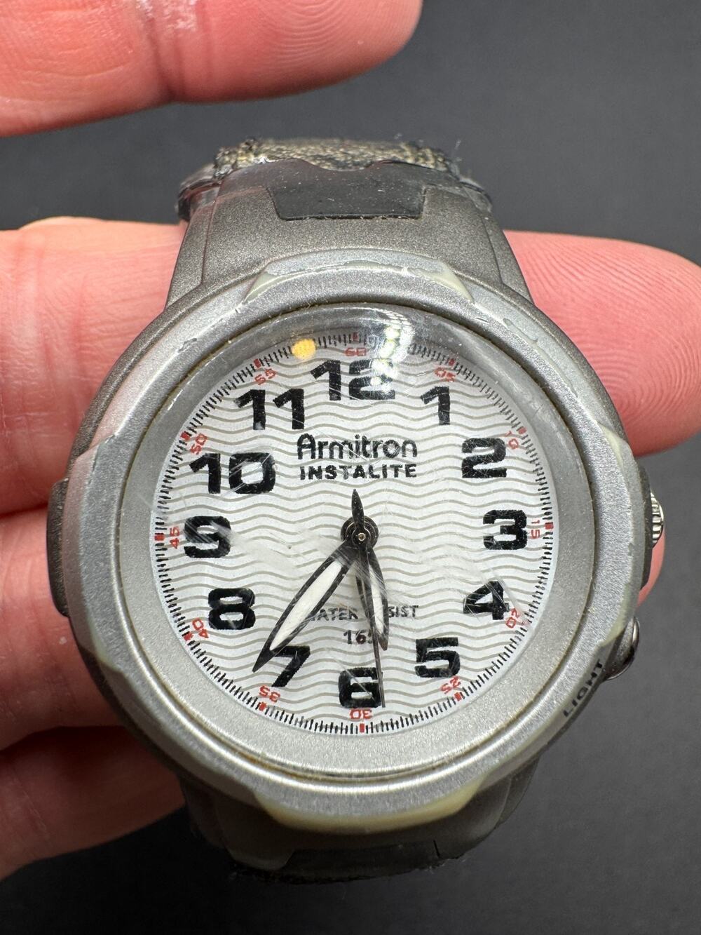 Armitron Instalite 25/6347 165FT Water Resistant Analog Watch Hook and Loop Band